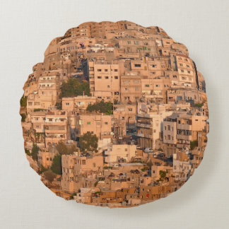 Bird view on Arab city. Amman. Jordan. Middle East Round Pillow