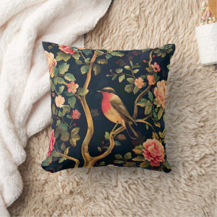 Bird Vintage Pattern Forest Floral Throw Pillow