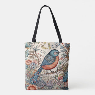 Bird, Vintage Scandinavian fabric design Tote Bag