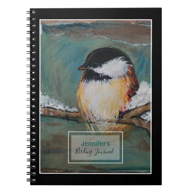 Bird Watcher Birding Journal With Chickadee Art (Front)