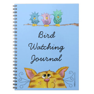 Bird Watcher-Cat Watches Birds Above Notebook