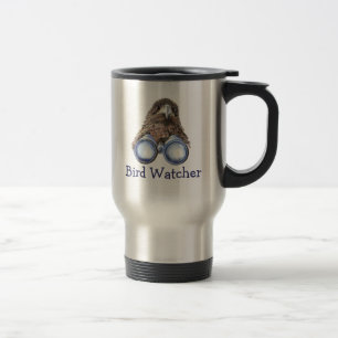 Bird Watcher Watching You Animal Humour watercolor Travel Mug