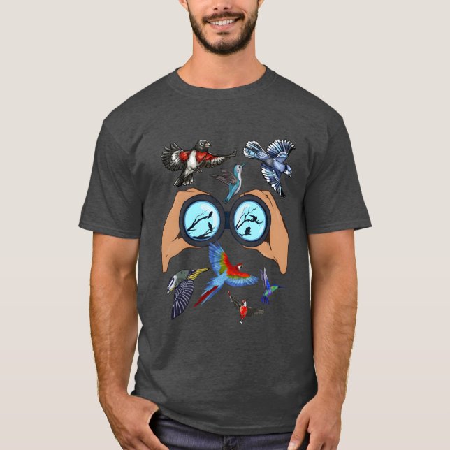 Bird Watching Binocular Design for a Bird Nerd fun T-Shirt (Front)