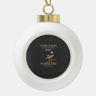 Bird Watching Ceramic Ball Christmas Ornament