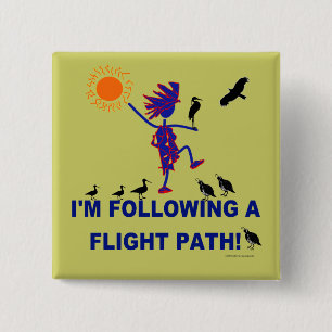 Bird Watching Flight Path 2 Inch Square Button