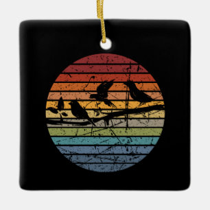 Bird Watching Retro Ceramic Ornament