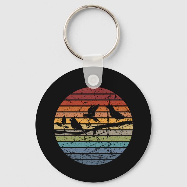 Bird Watching Retro Keychain (Front)
