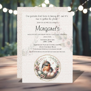 Bird Watercolor 40th Birthday Invitation