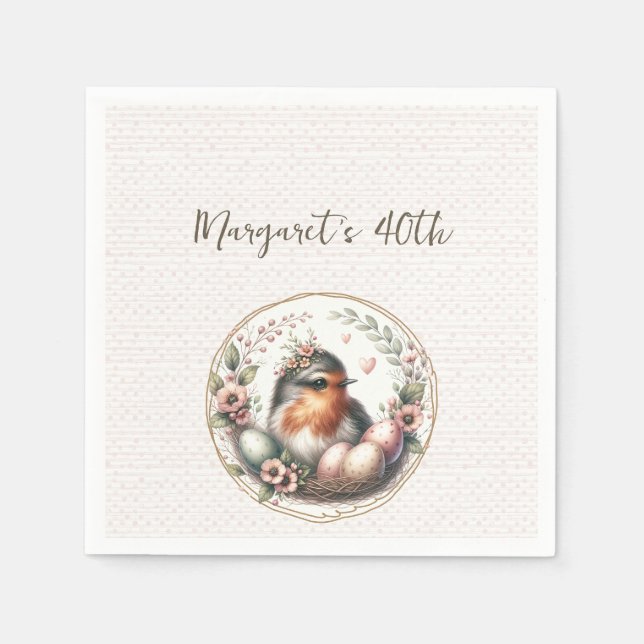 Bird Watercolor  Napkin (Front)