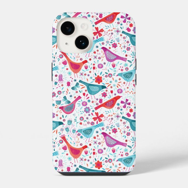 Bird Watercolor Pattern iPhone Case (Back)