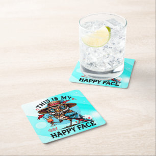 Bird with a Twist Square Paper Coaster
