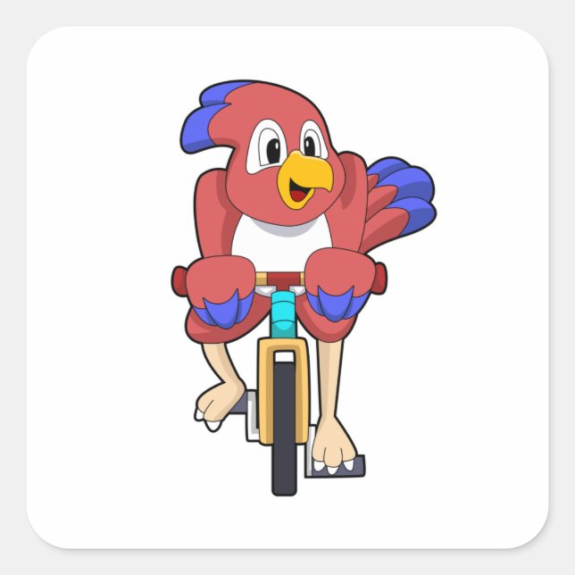 Bird with Bicycle Square Sticker (Front)