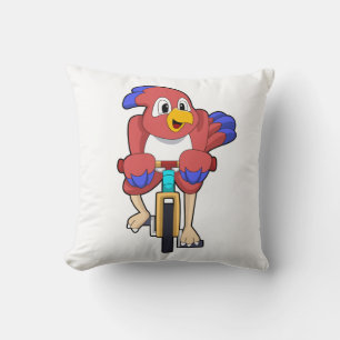 Bird with Bicycle Throw Pillow
