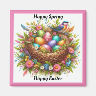 Bird With Colored Eggs Magnet