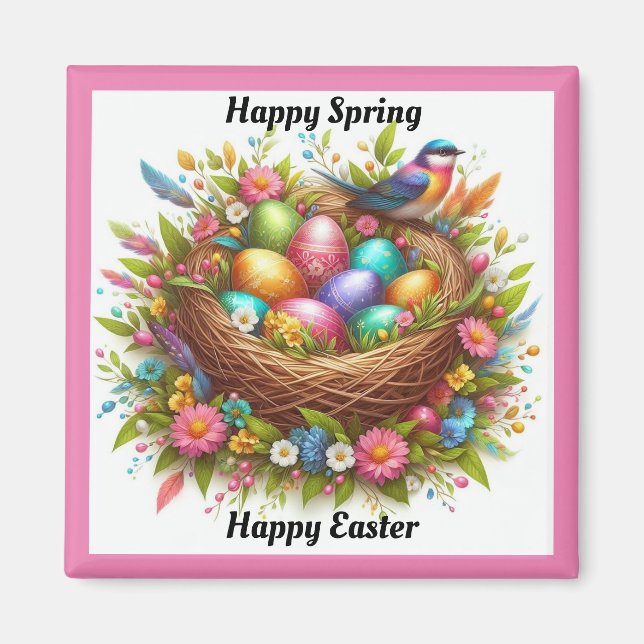 Bird With Coloured Eggs Magnet (Front)