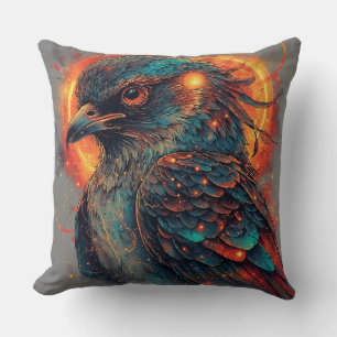Bird With Fiery Colours and Intense Contrast Throw Pillow