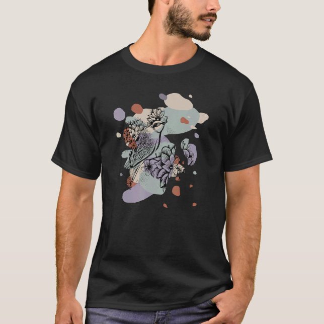 bird with flowers T-Shirt (Front)