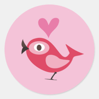 bird with heart classic round sticker