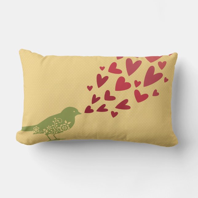 Bird with Hearts Pillow (Front)