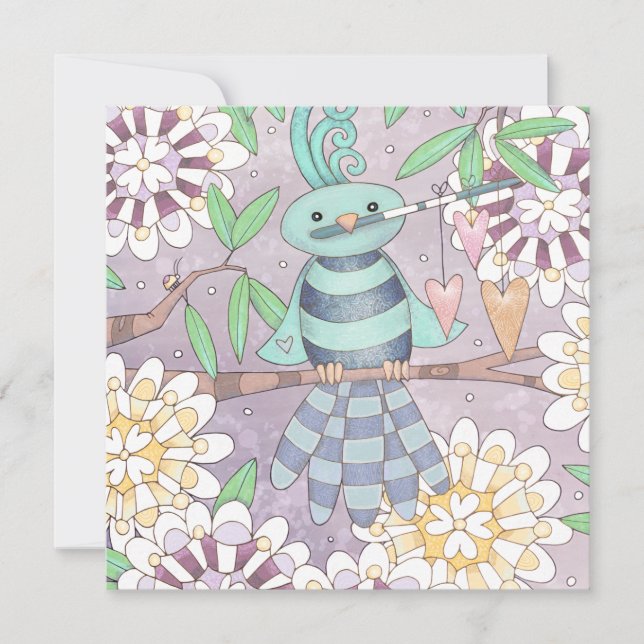 Bird with Hearts Thank You Card (Front)