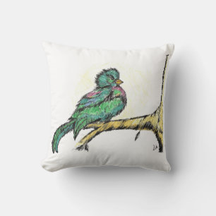 Bird with nature throw pillow