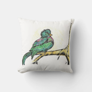 Bird with nature throw pillow