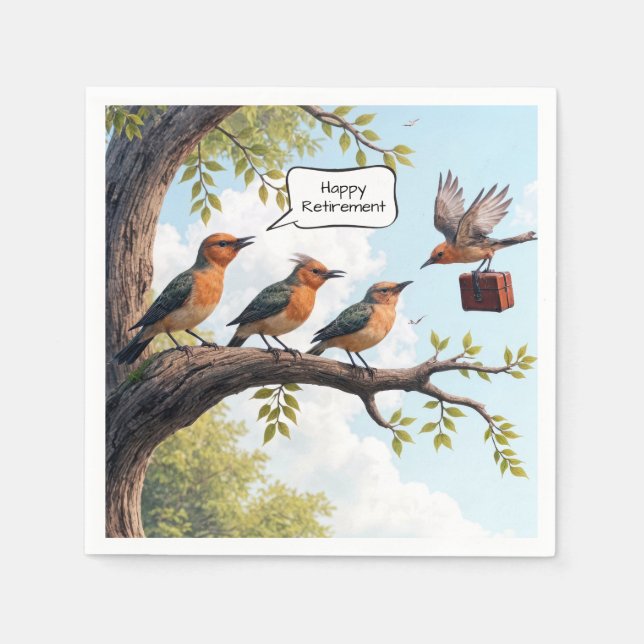 Bird With Office Briefcase For Retirement Napkin (Front)