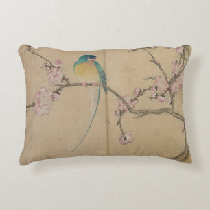 Bird with Plum Blossoms by Zhang Ruoai Accent Pillow