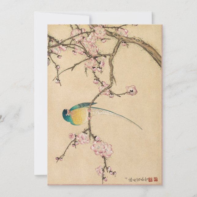 Bird with Plum Blossoms by Zhang Ruoai Invitation (Front)