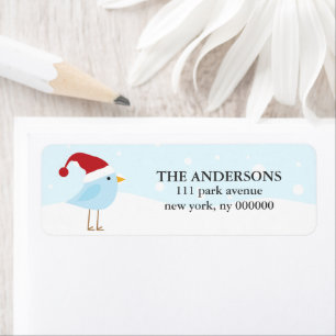 Bird with Santa Hat Labels