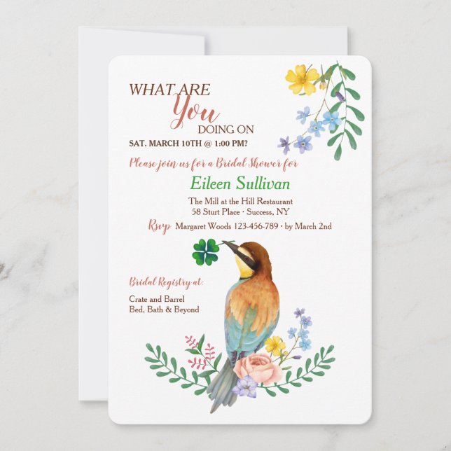 Bird With Shamrock Invitation (Front)