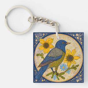 🌻 Bird With Sunflowers Nature Gift Birds Lover Keychain