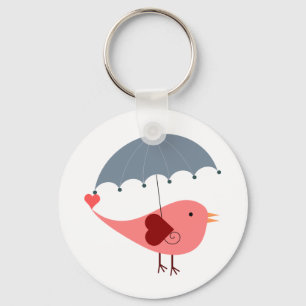 Bird With Umbrella Cute Keychain