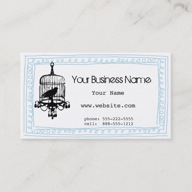 Birdcage Curly Doodle Business Card (Front)