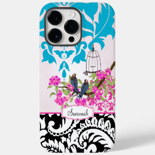 Birdcage Love Bird Pink Aqua Damask iPhone Case