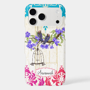 Birdcage Oiseau Corail rose Aqua Damask coque ipho