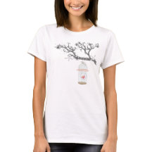 birdcage on branch tshirt