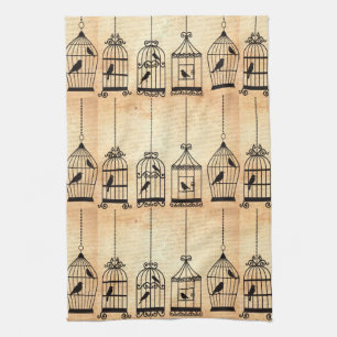 Birdcage Silhouettes Kitchen Towel