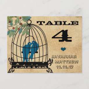 Birdcage Table Number on Wood Grain Postcard