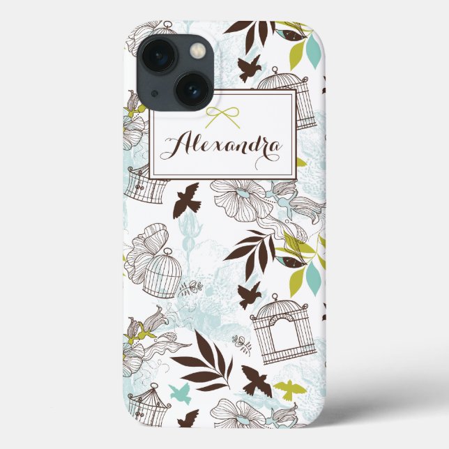 Birdcages Pattern Personalized iPad Mini Case (Back)