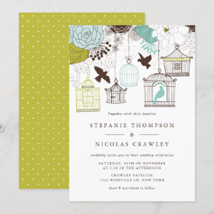 Birdcages vintages Invitations de mariage floral