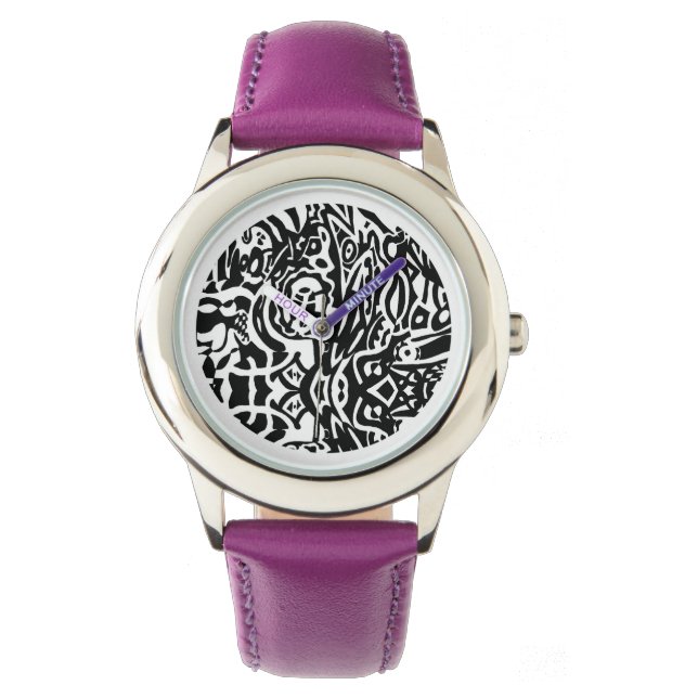 "Birdcreature" B&W Abstract Watch (Front)