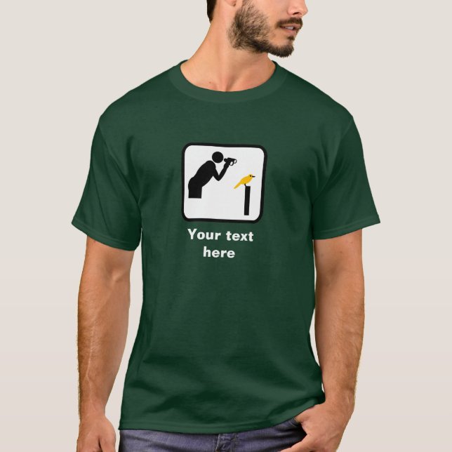 Birder / Bird Watcher (Dark) Logo -- Customizable T-Shirt (Front)