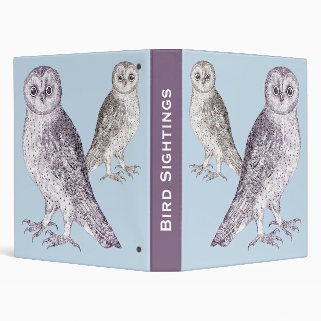 Birder's Diary - Bird Sightings Notebook Two Owls Binder (Background)