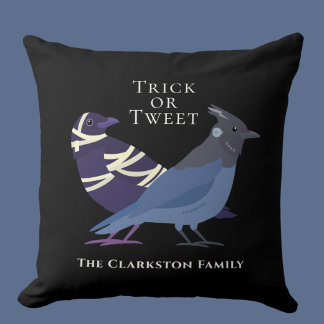 Birders Halloween Decor Trick or Tweet  Throw Pillow