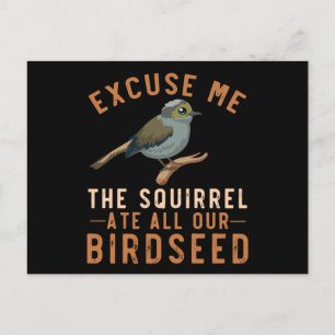 Birdfeeder Joke Garden Squirrel Problem Bird Seed Postcard