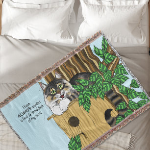 Birdhouse Bed Breakfast Cats Throw Blanket