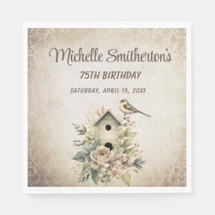 Birdhouse Botanical Nature 75th Birthday  Napkin
