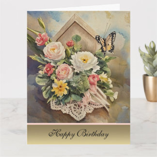 Birdhouse Bouquet - Birthday Card