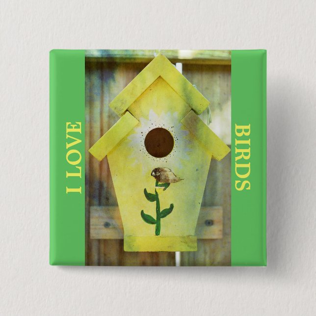 Birdhouse by Shirley Taylor 2 Inch Square Button (Front)